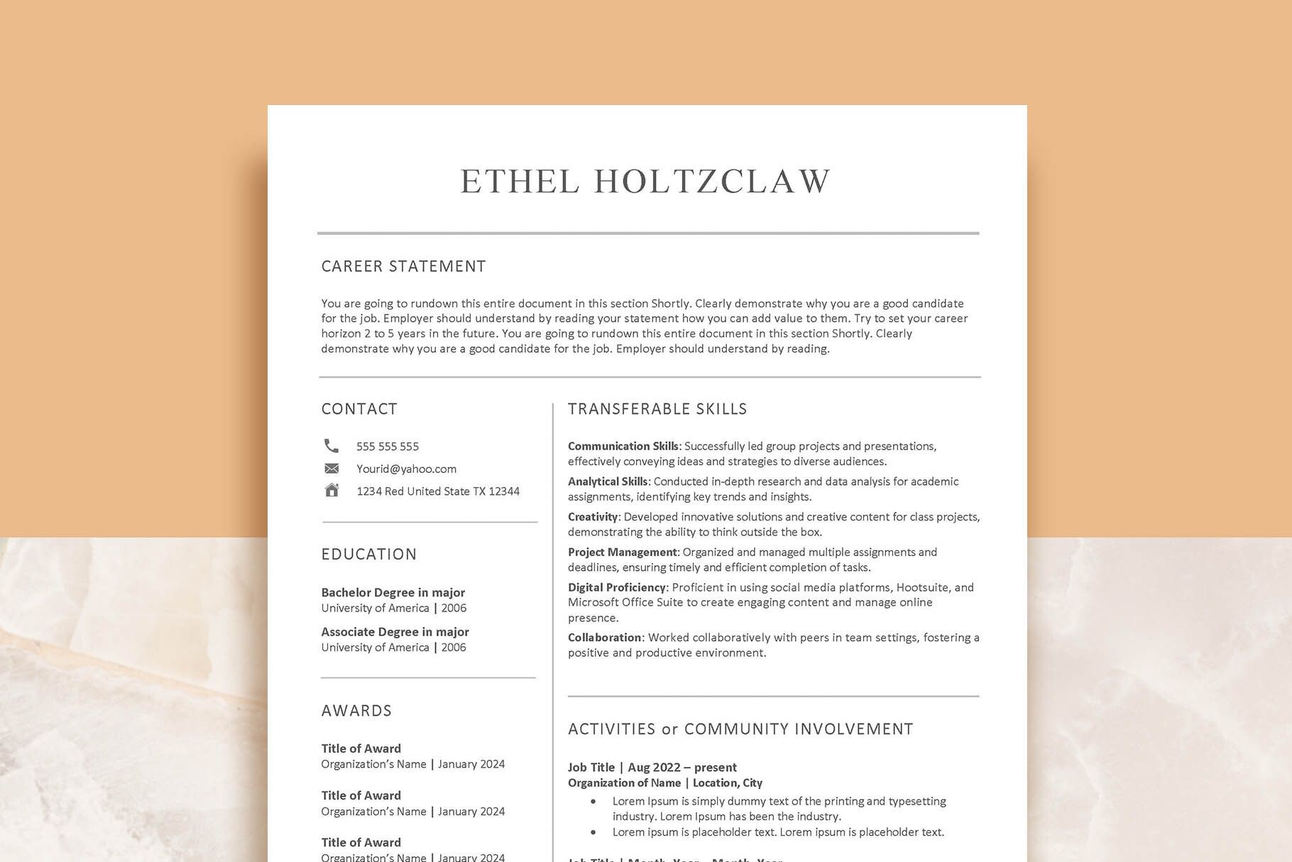 Student Resume Template