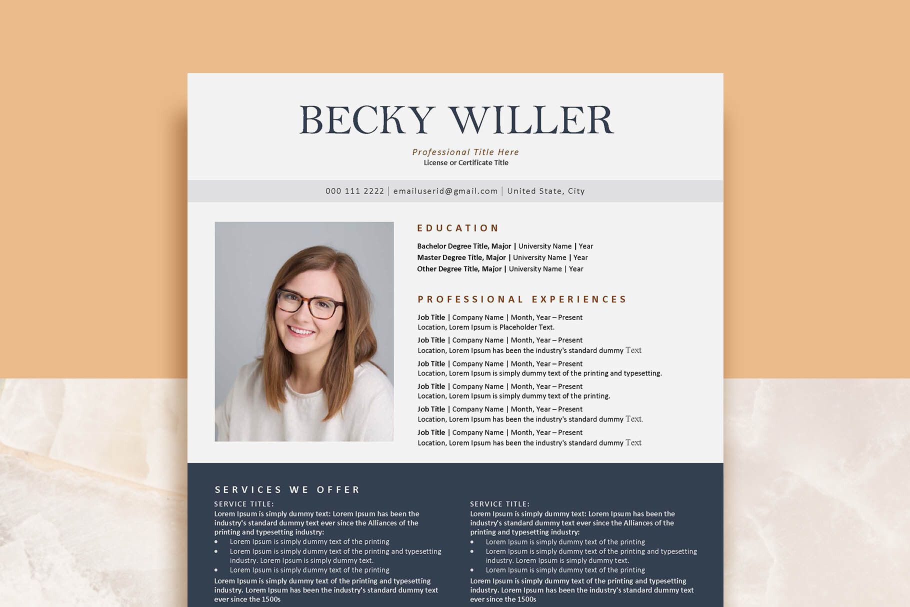 One Page Resume Template